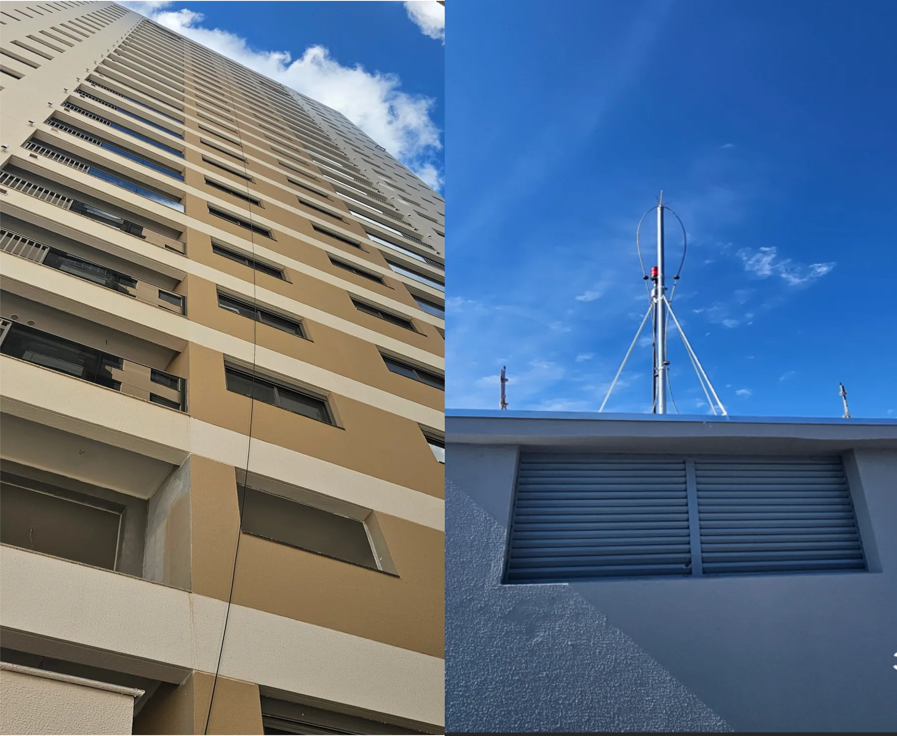 Edificação com componentes de captação do SPDA
