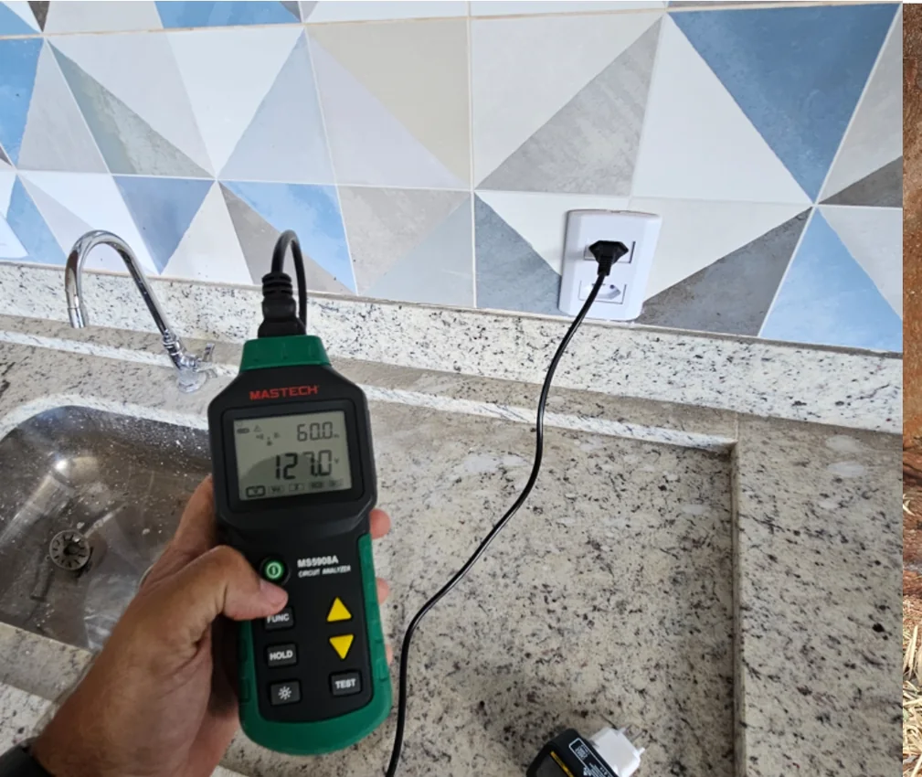 Ensaio de resistência de isolamento em tomada